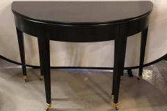 Ebony Demilune Card Center or Dining Table Hollywood Regency Attributed Jansen - 1282011