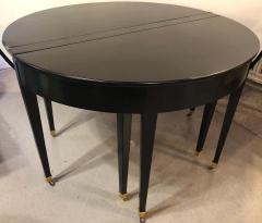 Ebony Demilune Card Center or Dining Table Hollywood Regency Attributed Jansen - 1282015