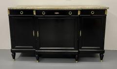 Ebony Hollywood Regency Louis XVI Style Bronze Mounted Sideboard Marble Top - 2542783