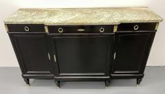 Ebony Hollywood Regency Louis XVI Style Bronze Mounted Sideboard Marble Top - 2542785