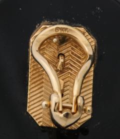 Ebony and 18 k Gold Clip Earrings - 3246866