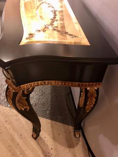 Ebony and Parcel Gilt Decorated Console Sofa Table with Fine Beveled Glass Top - 2991965