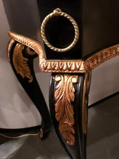 Ebony and Parcel Gilt Decorated Console Sofa Table with Fine Beveled Glass Top - 2991966