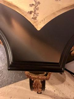 Ebony and Parcel Gilt Decorated Console Sofa Table with Fine Beveled Glass Top - 2991969