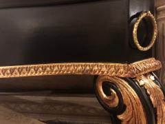 Ebony and Parcel Gilt Decorated Console Sofa Table with Fine Beveled Glass Top - 2991970