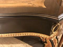 Ebony and Parcel Gilt Decorated Console Sofa Table with Fine Beveled Glass Top - 2991971