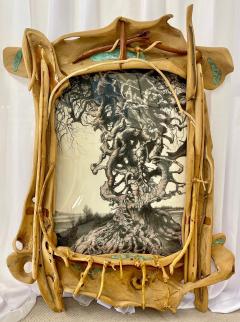 Eccentric Art Nouveau Rustic Frame with a Signed Paul Gorka Print - 2938473