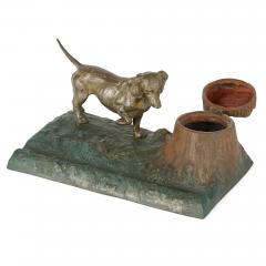 Eclectic collection of five Continental dog form inkwells - 3684888