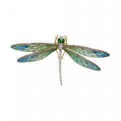 Edgar Bens Edgar Bens for Boucheron Plique jour Enamel Dragonfly Brooch - 4688493