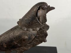 Edgar Brandt ART DECO WROUGHT IRON PHEASANT INKWELL WITH PEN HOLDER - 3376393