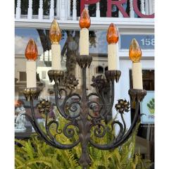 Edgar Brandt Antique Wrought Iron 5 Light Candelabra Floor Lamp Edgar Brandt - 4089330