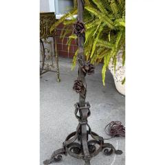 Edgar Brandt Antique Wrought Iron 5 Light Candelabra Floor Lamp Edgar Brandt - 4089333