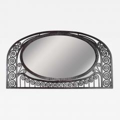 Edgar Brandt Art Deco Wrought Iron Mirror with Scroll Detailing in the Manner of Edgar Brandt - 1486385