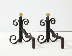 Edgar Brandt Edgar Brandt Style Bronze And Iron Andirons - 2215747