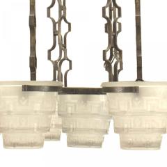 Edgar Brandt French Art Deco Brandt Wrought Iron and Glass Chandelier - 4628917