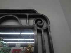 Edgar Brandt French Art Deco Steel Mirror With Marble Base - 3649517