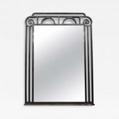 Edgar Brandt French Art Deco Steel Mirror With Marble Base - 3655167