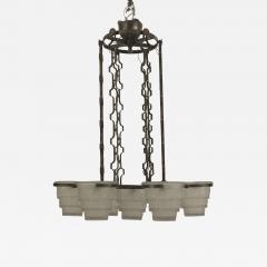 Edgar Brandt French Art Deco Wrought Iron Chandelier - 470440