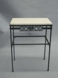 Edgar Brandt French Wrought Iron and Stone Console or Nightstand Edgar Brandt - 1746663