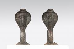 Edgar Brandt Pair of Cobra Andirons in bronze By Edgar Brandt  - 867319