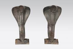 Edgar Brandt Pair of Cobra Andirons in bronze By Edgar Brandt  - 867321