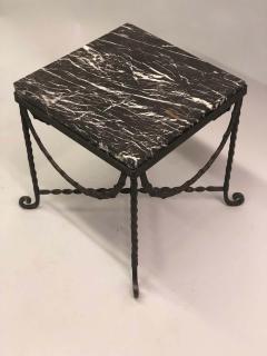 Edgar Brandt Pair of Wrought Iron and Black Marble Side End Cocktail Tables Edgar Brandt - 1736689