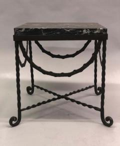 Edgar Brandt Pair of Wrought Iron and Black Marble Side End Cocktail Tables Edgar Brandt - 1736690