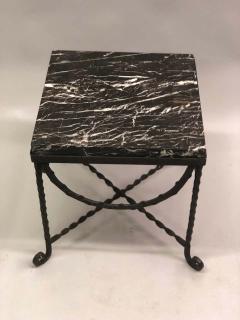Edgar Brandt Pair of Wrought Iron and Black Marble Side End Cocktail Tables Edgar Brandt - 1736692