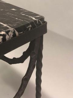 Edgar Brandt Pair of Wrought Iron and Black Marble Side End Cocktail Tables Edgar Brandt - 1736693