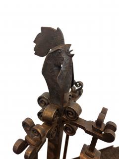 Edger Brandt Art Deco Set of firetools with rooster head finial - 4653553