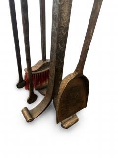 Edger Brandt Art Deco Set of firetools with rooster head finial - 4653555