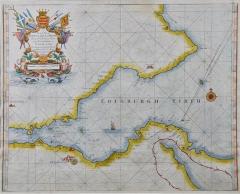 Edinburgh Scotland Coast A 17th Century Hand Colored Sea Chart by Collins - 2686145