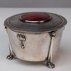 Edith Dawson An Arts Crafts Silver Pot with Floral Details A Red Enamel Lid - 4189435
