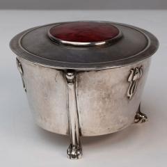 Edith Dawson An Arts Crafts Silver Pot with Floral Details A Red Enamel Lid - 4189438