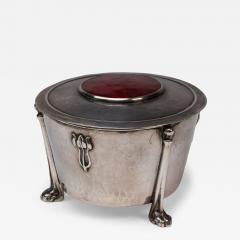 Edith Dawson An Arts Crafts Silver Pot with Floral Details A Red Enamel Lid - 4232785