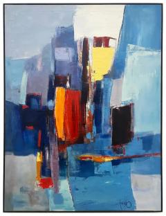 Edith E Ferullo Edith Ferullo Mid century Modern Large Abstract Oil Painting on Canvas - 4032117