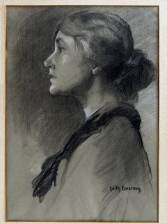 Edith Emerson Charcoal Portrait of a Lady in Profile Partner of Violet Oakley Gay Interest - 4238054