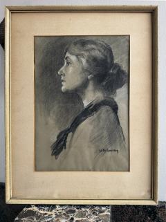 Edith Emerson Charcoal Portrait of a Lady in Profile Partner of Violet Oakley Gay Interest - 4238057