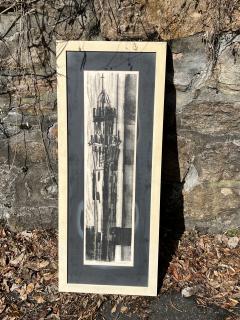 Edmond Casarella MODERNIST BLACK WHITE TOWER IN SIENNA ARTIST PROOF BY EDMOND CASARELLA 1955 - 3497482