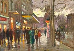 Edouard L on Cort s Oil on Canvas French Painting Paris Street Scene 20th C  - 4544632