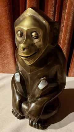 Edouard Marcel Sandoz Bronze Sculpture by douard Marcel Sandoz Seated Monkey French Art Deco - 4046440