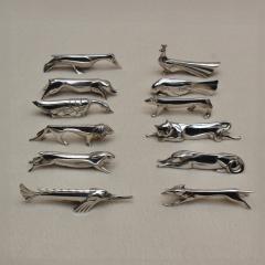 Edouard Marcel Sandoz Set of 12 Fine French Art Deco Silver Plated Gallia Knife Rests by Christofle - 4288666