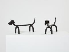 Edouard Schenk Edouard Schenck dog Dachshund andirons wrought iron 1950s - 2982616