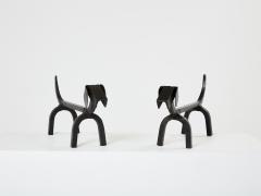 Edouard Schenk Edouard Schenck dog Dachshund andirons wrought iron 1950s - 2982621