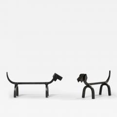 Edouard Schenk Edouard Schenck dog Dachshund andirons wrought iron 1950s - 2991599