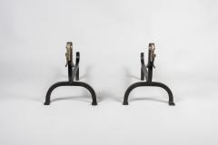 Edouard Schenk Pair of 1940s wrought iron andiron by Edouard Schenck - 2780667