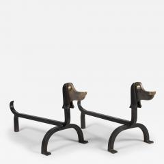 Edouard Schenk Pair of 1940s wrought iron andiron by Edouard Schenck - 2784377