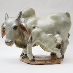 Edris Eckhardt Ceramic Sculpture Cow and Brahma Bull by Edris Eckhardt - 469350