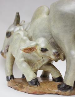 Edris Eckhardt Ceramic Sculpture Cow and Brahma Bull by Edris Eckhardt - 469354