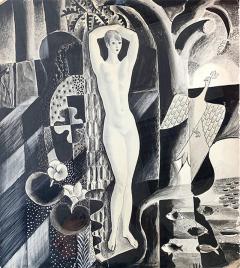 Eduard Buk Ulreich Female Nude in Cubist Landscape by Eduard Buk Ulreich 1889 1966 USA  - 1753725